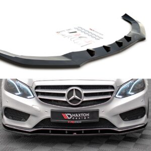 Спойлер maxton design версия 1 за предна amg sport броня на mercedes e класа w212 седан 2012 2016, черен лак
