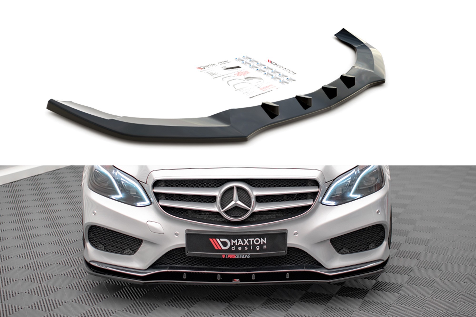 Спойлер maxton design версия 1 за предна amg sport броня на mercedes e класа w212 седан 2012 2016, черен лак Спойлер maxton design версия 1 за предна amg sport броня на mercedes e класа w212 седан 2012 2016, черен лак